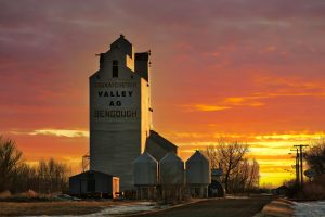 Photo of An Old Factory Under Red Sky in Saskatchewan, Canada