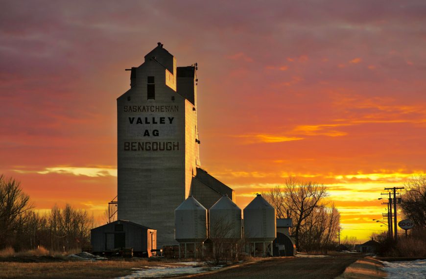 Photo of An Old Factory Under Red Sky in Saskatchewan, Canada